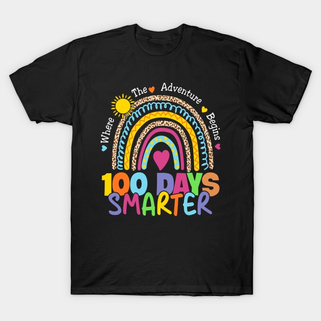Rainbow 100 days smarter kindergarten pre k 1st grade T-Shirt by Sandra Holloman